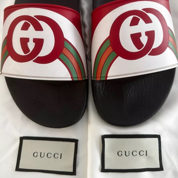 Gucci Signature Stripe Slide Sandals - mens size 8 548703JD800 main image 4